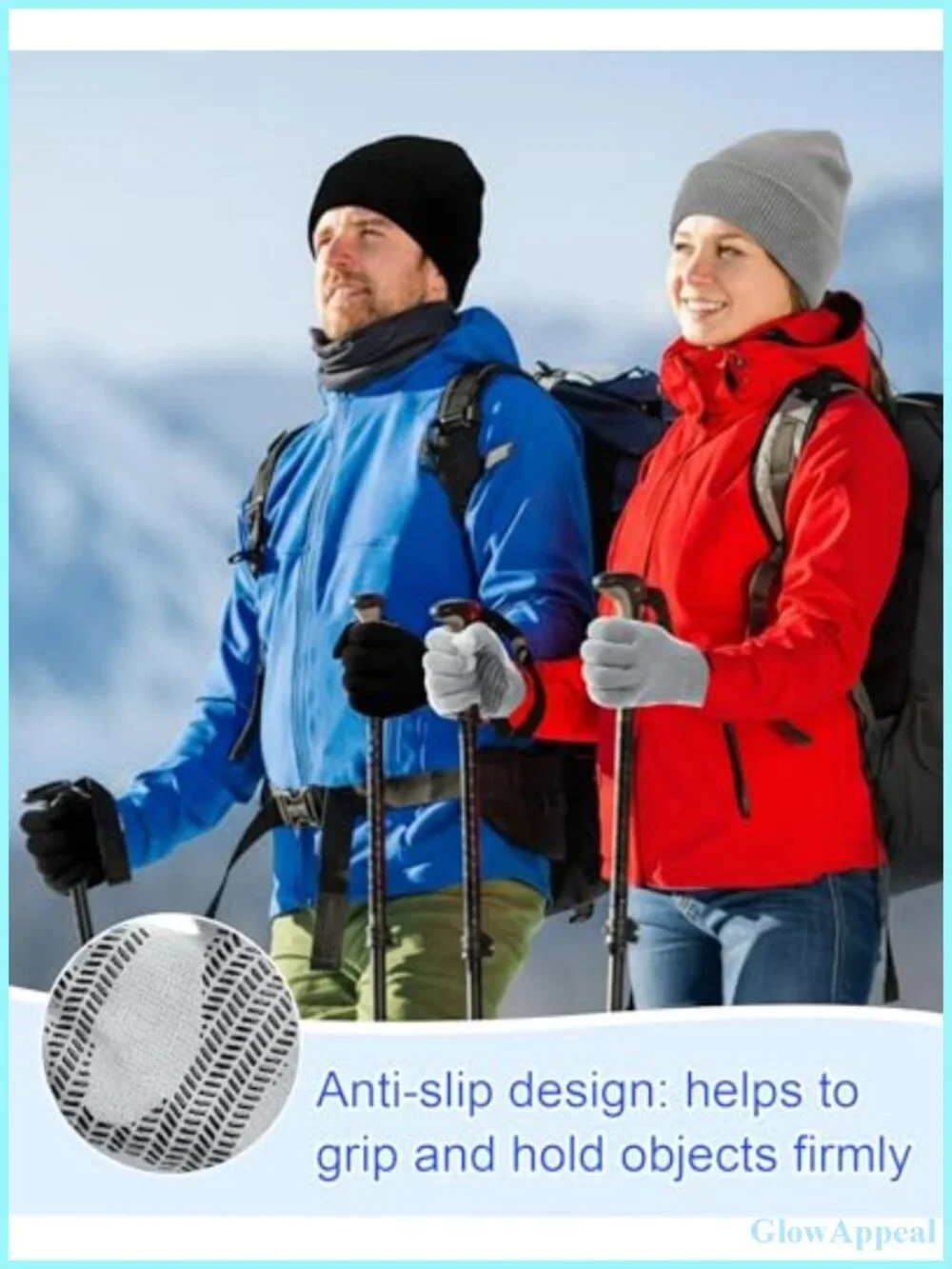 Knit Hat and Gloves Set with Touchscreen Non Slip Winter Beanie